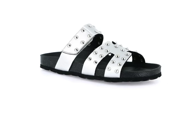 Ciabatta con taglio "H" e fascia regolabile | SARA CB0738 - argento