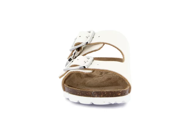 Ciabatta con doppia fibbia e cuoricino accessorio CB0740 - PERLA | Grünland Junior