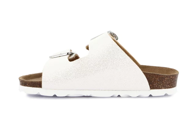 Ciabatta con doppia fibbia e cuoricino accessorio CB0740 - PERLA | Grünland Junior