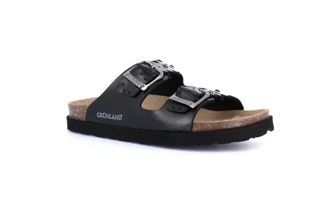 Ciabatta metallizzata in sughero naturale | SASA CB0749 - nero