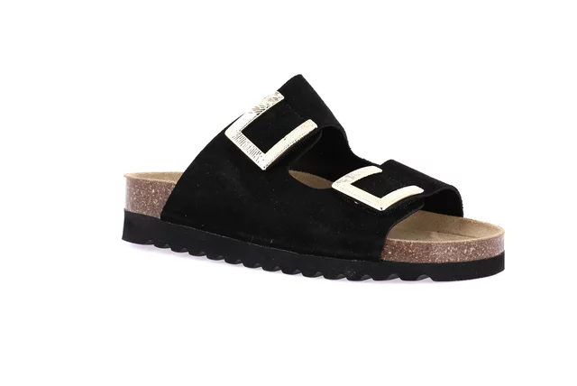 Ciabatta in sughero naturale con maxi fibbie | HOLA CB0771 - nero