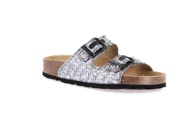 Ciabatta in rafia intrecciata | ENNY CB0774 - nero