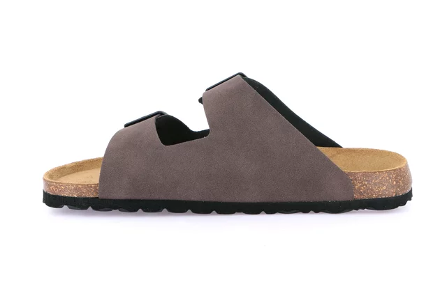 Men's double-buckled slipper in eco-suede | BOBO CB0812 - TESTA DI MORO | Grünland