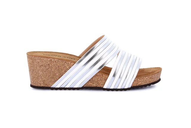 Ciabatta con zeppa in sughero | ERSI CB0821 - BIANCO-ARGENTO | Grünland