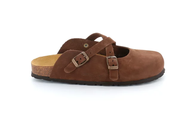 Leather closed toe slipper | SARA CB1684 - BROWN | Grünland