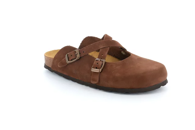 Leather closed toe slipper | SARA CB1684 - brown
