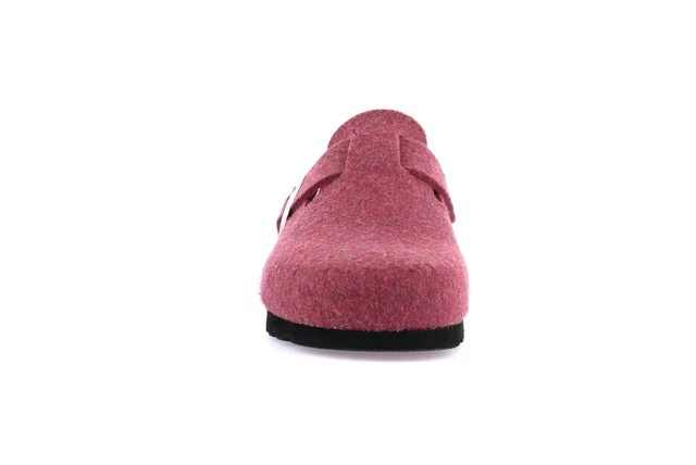 Slipper in wool felt and natural cork | HOLA CB2241 - MAGENTA | Grünland