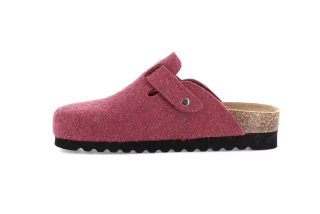 Slipper in wool felt and natural cork | HOLA CB2241 - MAGENTA | Grünland