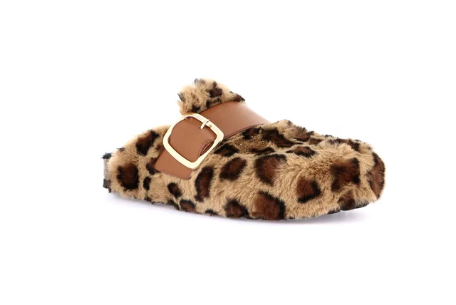 Ciabatta peluche animalier | SARA CB2246 - beige multi