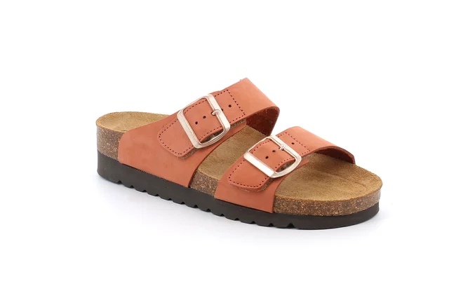 HOLA slipper with two-tone double buckle CB2249 - mattone