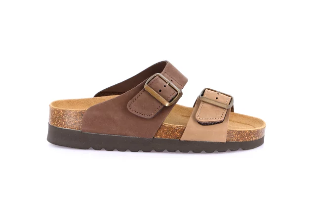 HOLA slipper with two-tone double buckle CB2249 - T.MORO-TAUPE | Grünland