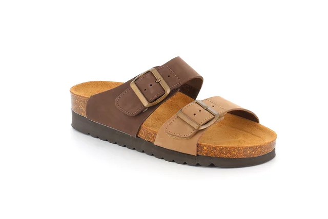 HOLA slipper with two-tone double buckle CB2249 - tmoro taupe