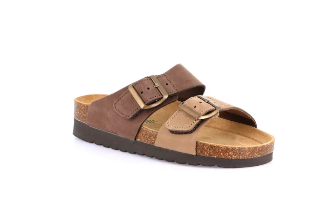 HOLA slipper with two-tone double buckle CB2249 - tmoro taupe