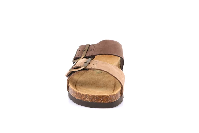 HOLA slipper with two-tone double buckle CB2249 - T.MORO-TAUPE | Grünland