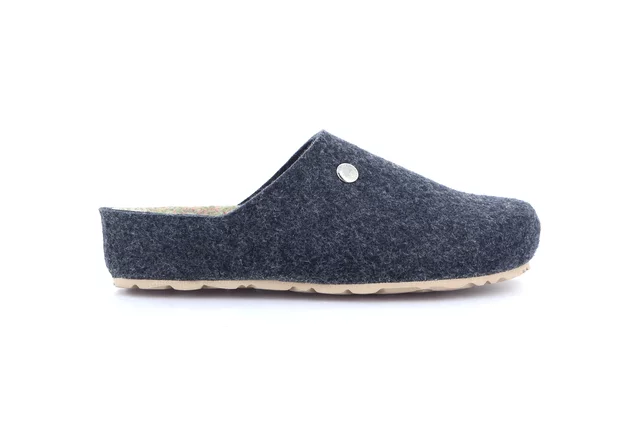 Recycled felt slipper with cork wedge | LESS CB2273 - BLU-PIETRA | Grünland