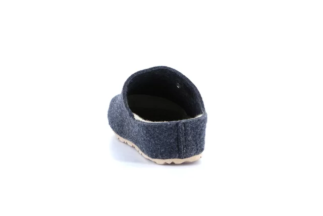 Recycled felt slipper with cork wedge | LESS CB2273 - BLU-PIETRA | Grünland