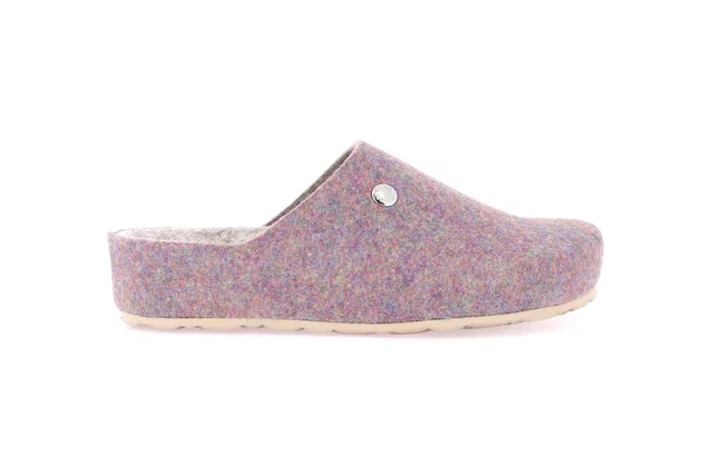 Recycled felt slipper with cork wedge | LESS CB2273 - TAUPE-MARMO | Grünland