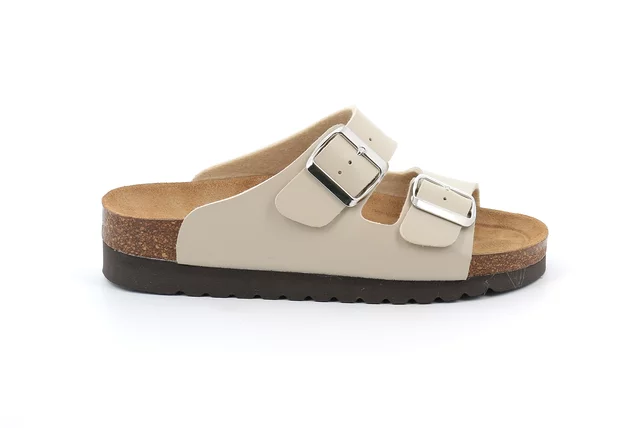 Ciabatta a doppia fibbia da donna CB2445 - BEIGE | Grünland