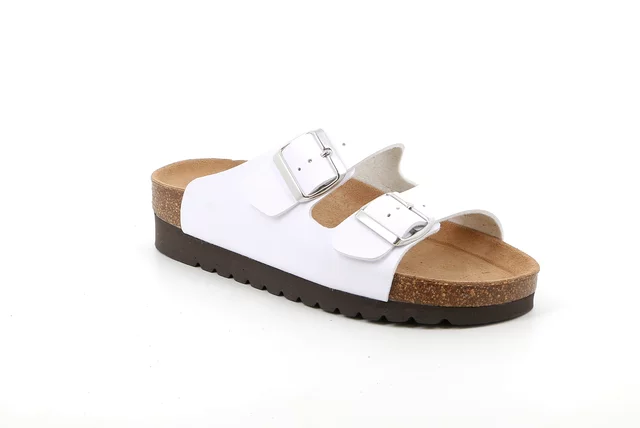 Double buckle slipper for women CB2445 - white