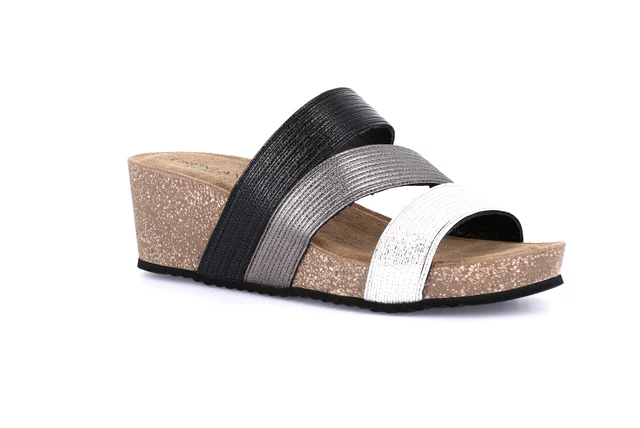 Hoher Kork-Keilsandalette CB2564 - argento multi