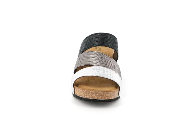High cork wedge slipper CB2564 - ARGENTO-MULTI | Grünland
