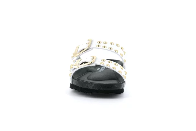 SARA double buckle with studs CB2600 - WHITE | Grünland