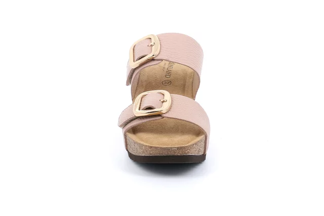 Sandale mit doppelter Schnalle und Maxi-Keil | EILA CB2615 - BEIGE | Grünland