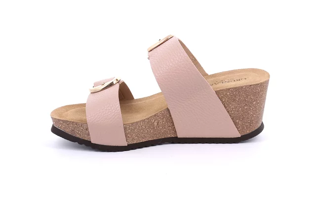 Sandale mit doppelter Schnalle und Maxi-Keil | EILA CB2615 - BEIGE | Grünland