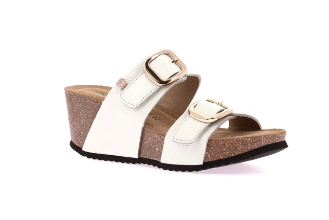 Sandale mit doppelter Schnalle und Maxi-Keil | EILA CB2615 - crema