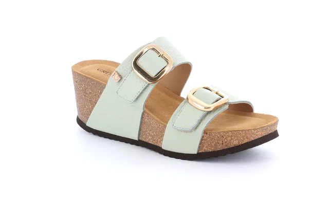 Slipper with double buckle and maxi wedge | EILA CB2615 - menta