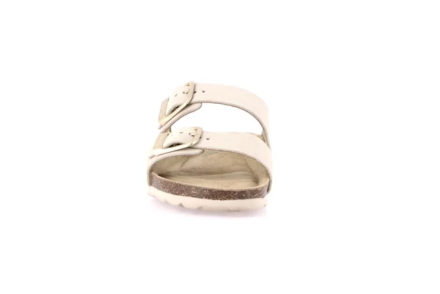 Women's slipper with double band in suede | SARA CB2631 - LATTE | Grünland