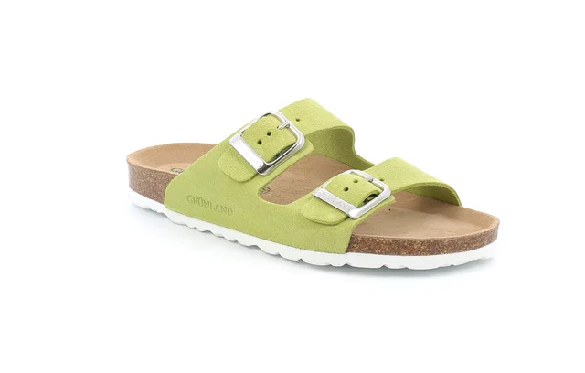Women's slipper with double band in suede | SARA CB2631 - lime
