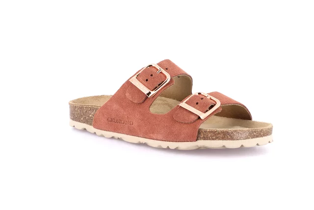 Women's slipper with double band in suede | SARA CB2631 - MATTONE | Grünland