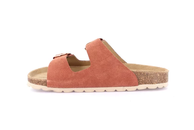 Women's slipper with double band in suede | SARA CB2631 - MATTONE | Grünland