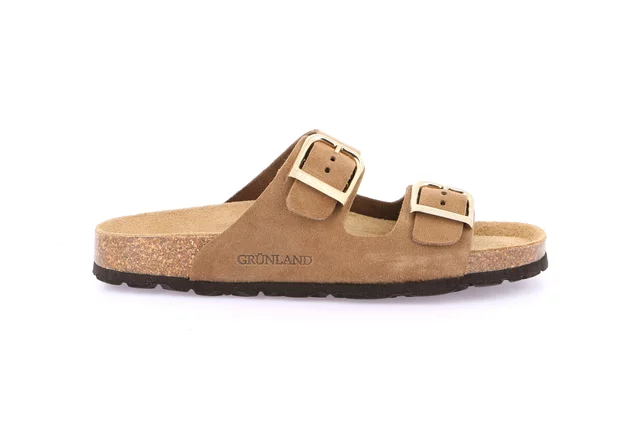 Women's slipper with double band in suede | SARA CB2631 - TORTORA | Grünland