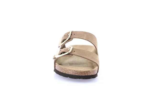 Women's slipper with double band in suede | SARA CB2631 - TORTORA | Grünland