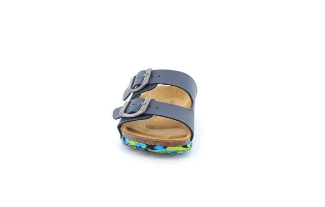 Cork slipper with double buckle | LUCE CB2651 - BLU-MULTI | Grünland Junior