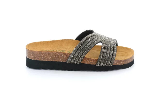 HOLA slipper with  rhinestones CB2659 - BLACK | Grünland