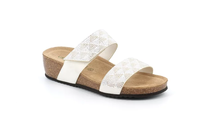 Sandale mit geometrischen Mustern und doppeltem Band CB2662 - PLATINO | Grünland
