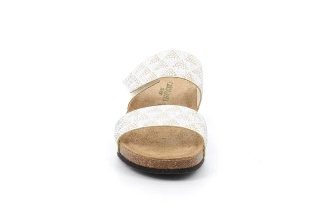 Sandale mit geometrischen Mustern und doppeltem Band CB2662 - PLATINO | Grünland