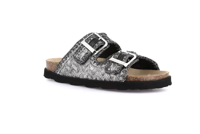Ciabatta in rafia intrecciata | SASA CB2974 - nero