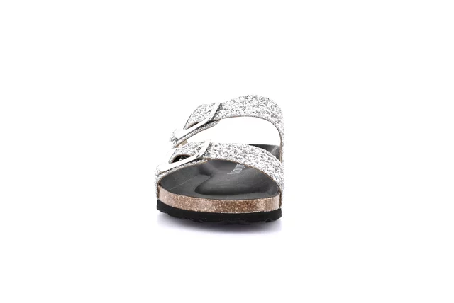 Double band slipper with glitter | SARA CB3038 - SILVER | Grünland