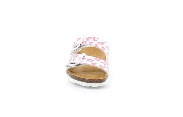 Cork sandal with double buckle and leopard motif | LUCE CB3120 - PERLA-MULTI | Grünland Junior