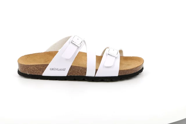 Slipper with buckles in recycled material | SARA CB4016 - WHITE | Grünland
