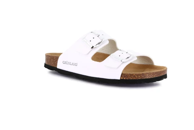 Double buckle slipper for women | SARA CB4018 - WHITE | Grünland