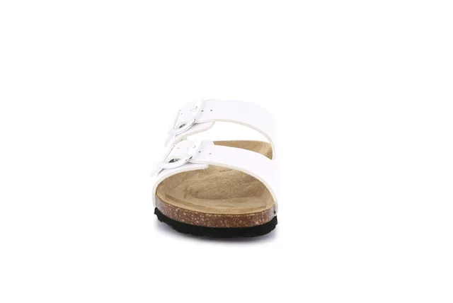 Double buckle slipper for women | SARA CB4018 - WHITE | Grünland