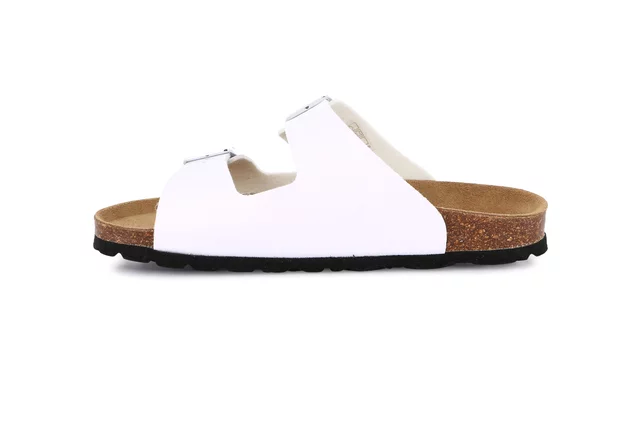 Double buckle slipper for women | SARA CB4018 - WHITE | Grünland