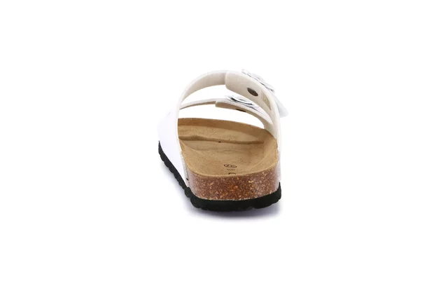 Double buckle slipper for women | SARA CB4018 - WHITE | Grünland