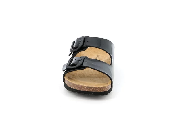 Lackierte Sandale mit Doppelschnalle | SARA CB4035 - NERO-NERO | Grünland