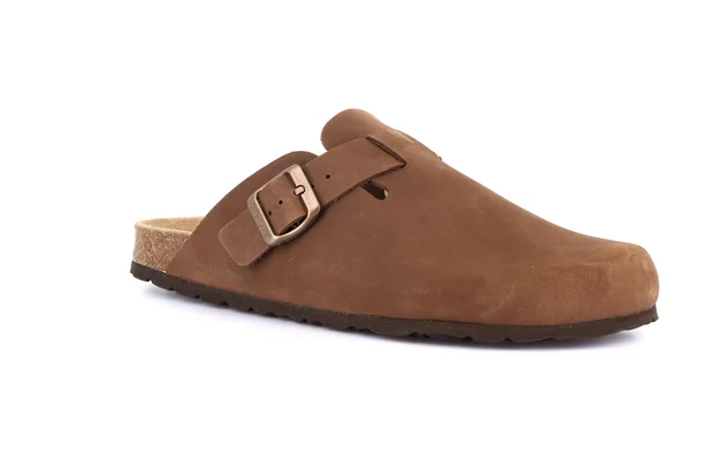 Closed slipper for men, in natural cork | ROBI CB7033 - brown